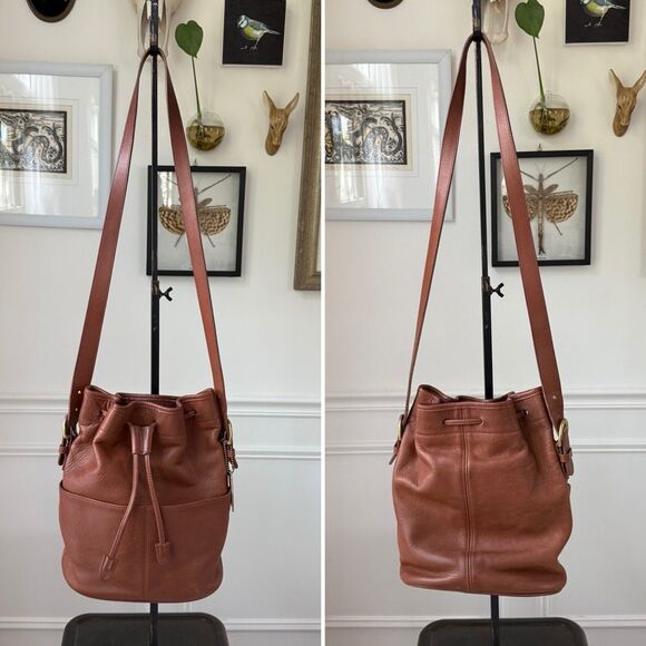 Vintage 90s Coach 1995 4151 Thompson Bucket Bag Tan Leather USA Hang Tag - Picture 1 of 11